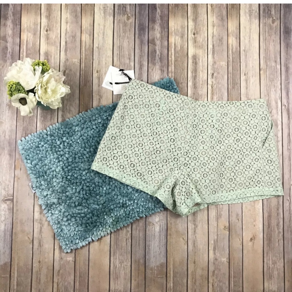 Victoria Beckham Mint Green Lace Shorts Plus NEW - Picture 3 of 7